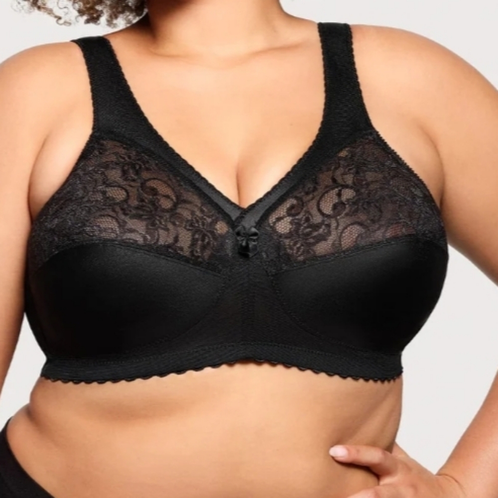 Glamorise Black Lace Size 38 H MagicLift Original Support Bra Wire Free SN 1000